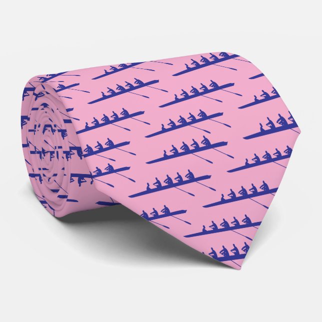 Rowing Rowers DIY Colours 4 Crew Team Pink Deep Bl Tie (Rolled)