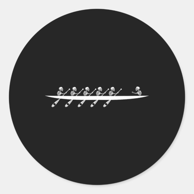 Rowing Skeleton Row Boats Paddle Coxswain Hallowee Classic Round Sticker (Front)