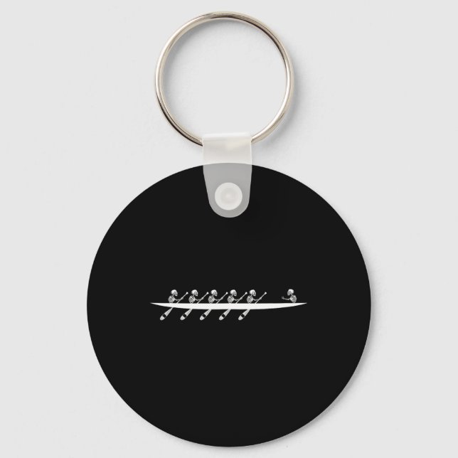 Rowing Skeleton Row Boats Paddle Coxswain Hallowee Key Ring (Front)