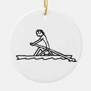 Rowing Stickman Ceramic Tree Decoration