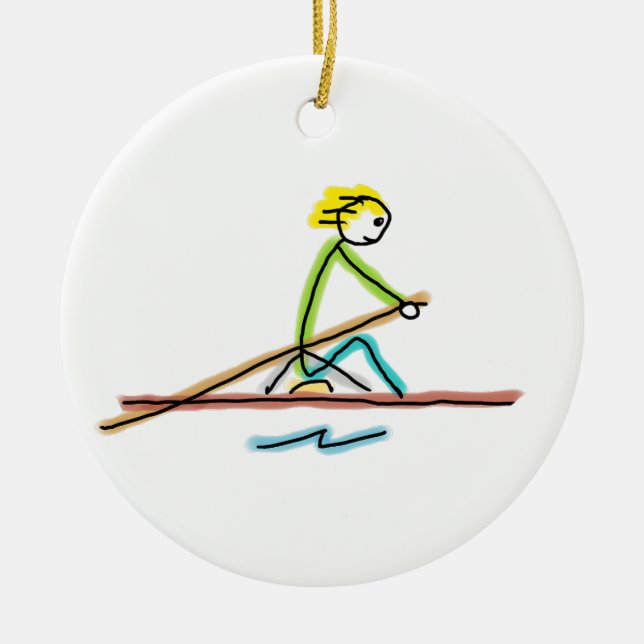 Rowing Stickman Ceramic Tree Decoration (Front)