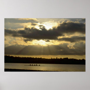 Rowing Workout Before Sun Sets Poster