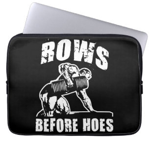 Rows Before Hoes - Funny Dumbbell Row Workout Laptop Sleeve