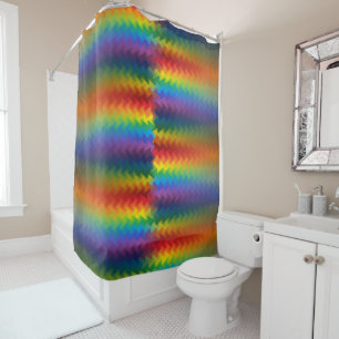 Rows of a Rainbow Fire Shower Curtain