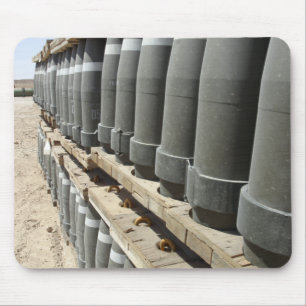 Rows of ammunition are stacked and prepped mouse mat