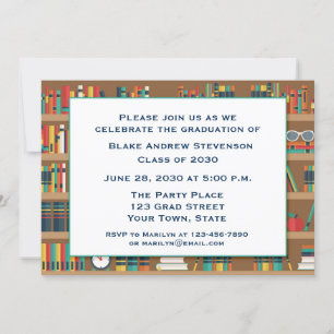 Rows of Books Graduation Invitation