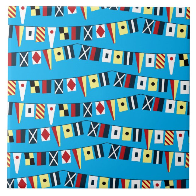 Rows of Colourful Nautical Flags Tile (Front)