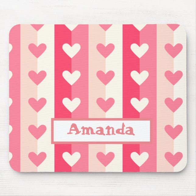 Rows of Hearts Mouse Mat (Front)