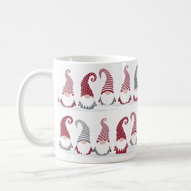 Rows of holiday gnomes in the snow coffee mug (Left)