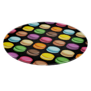 Rows of Macarons on Black Cutting Board