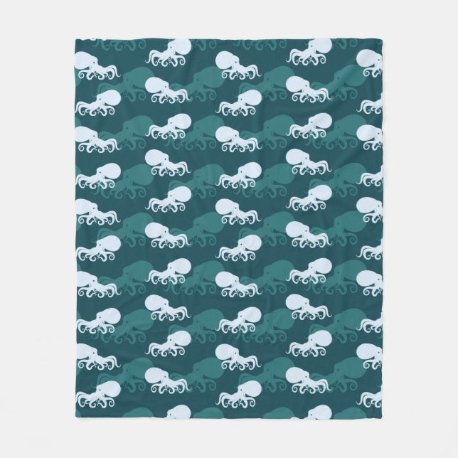 Rows Of Octopus Pattern Fleece Blanket (Front)