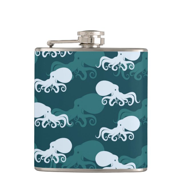 Rows Of Octopus Pattern Hip Flask (Front)