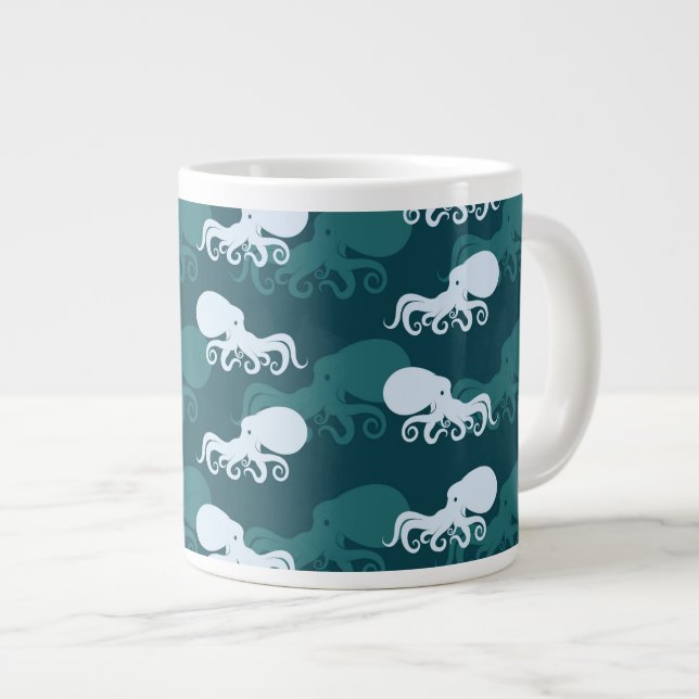 Rows Of Octopus Pattern Large Coffee Mug (Front Right)