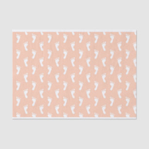 ROWS OF PASTEL PEACH ORANGE BABY FEET TISSUE PAPER