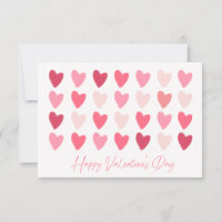 Rows of Pink Hearts Happy Valentine's Day Card