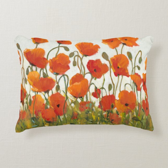Rows of Poppies I Decorative Cushion (Front)
