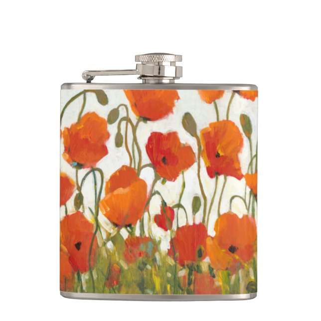 Rows of Poppies I Hip Flask (Front)