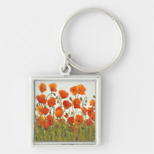 Rows of Poppies I Key Ring