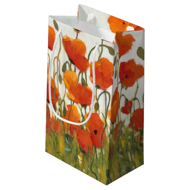 Rows of Poppies I Small Gift Bag (Back Angled)