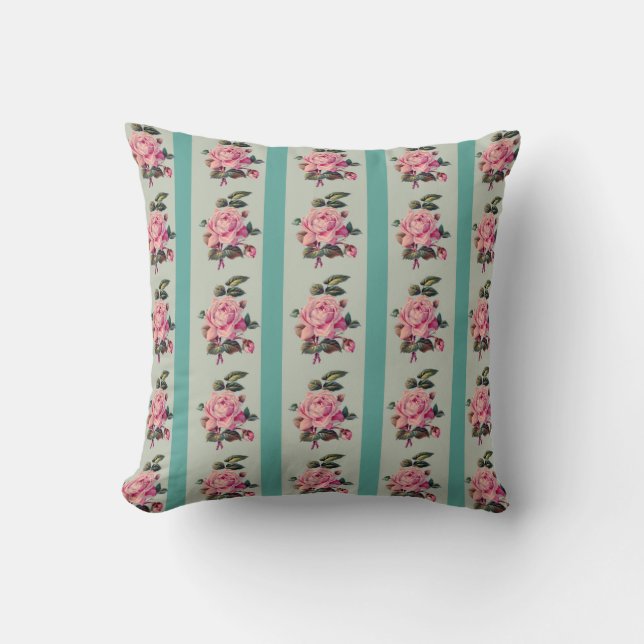 Rows of Roses on Soft Blue Cushion (Front)