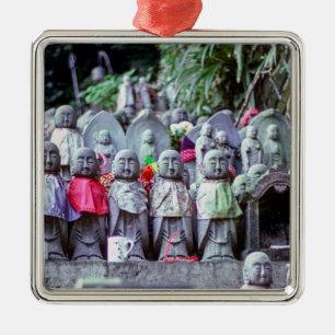 Rows of small Jizo monk statues with bibs - Japan Metal Tree Decoration