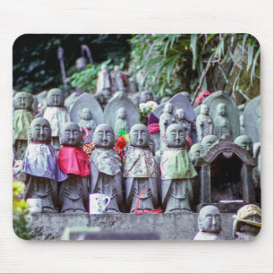 Rows of small Jizo monk statues with bibs - Japan Mouse Mat