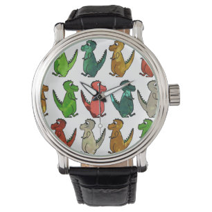 Rows of T-Rex Vintage Leather Strap Black Watch