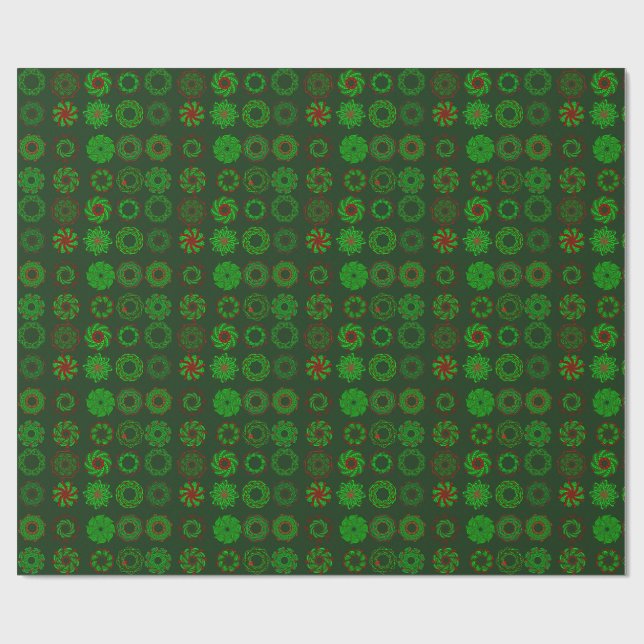 Rows of Wreaths Holiday Wrapping Paper (Flat)