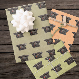 Rows Vintage Old Time Black Manual Typewriters Wrapping Paper Sheet