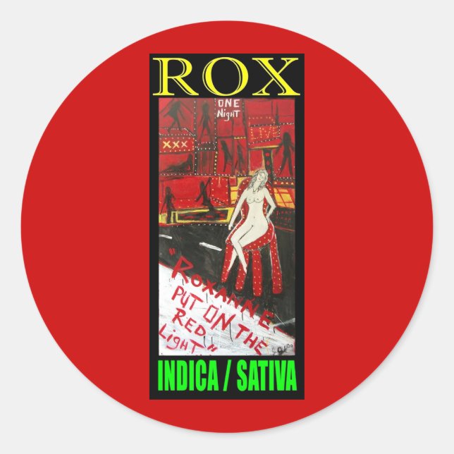 ROX INDICA SATIVA CLASSIC ROUND STICKER (Front)
