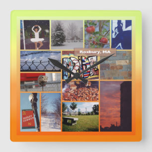 Roxbury, Massachusetts Photo Collage 9958 Square Wall Clock