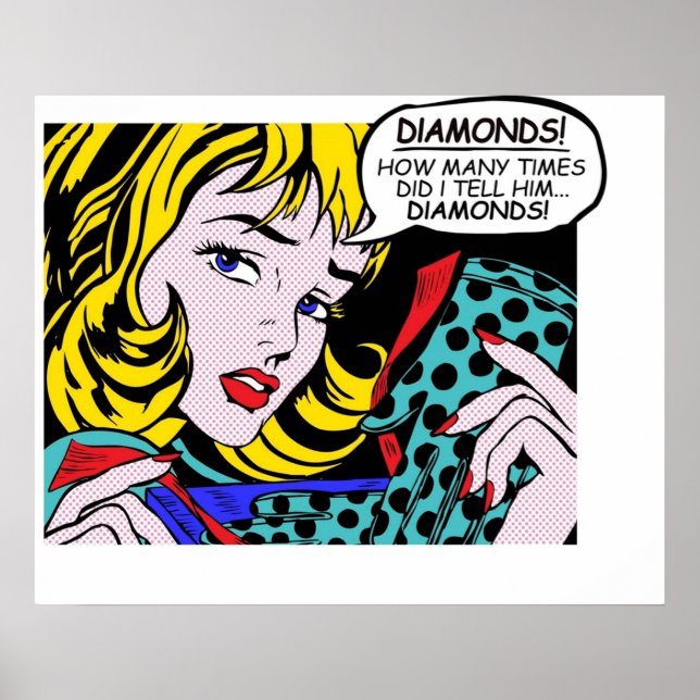 Roy Lichtenstein Comic Art  Girl with Gloves Poster (Front)