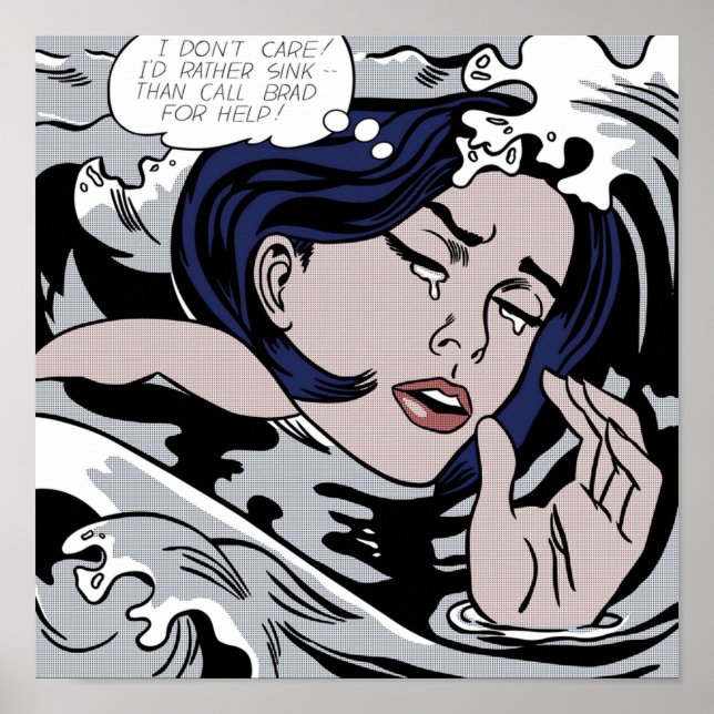 Roy Lichtenstein Drowning Girl Poster (Front)