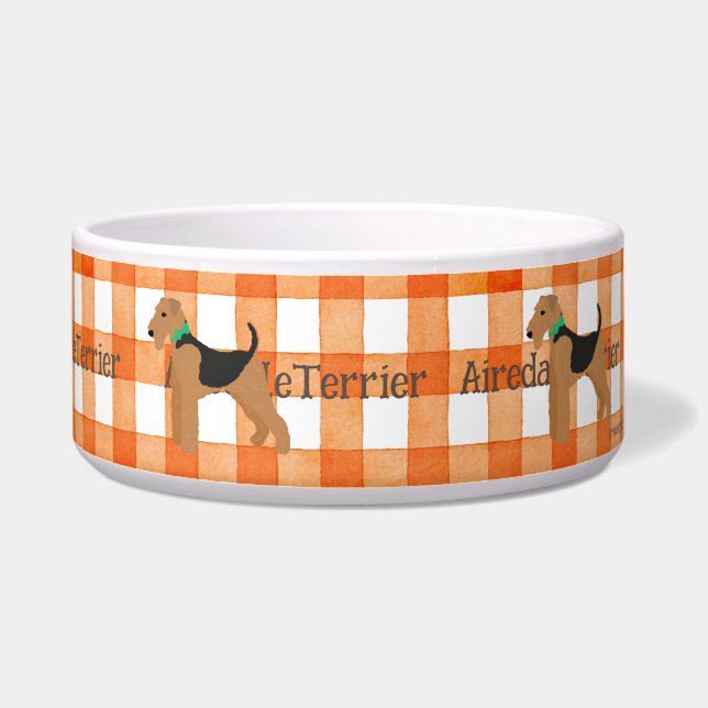 Roy Mocchi Bruno♥ Pet Bowl Orange Airedale Terrier (Right)