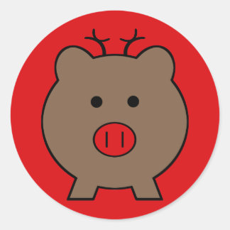 Roy the Christmas Pig Classic Round Sticker