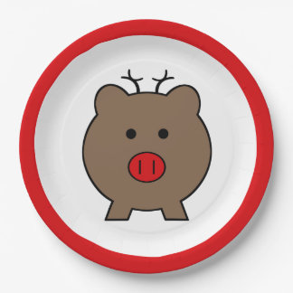 Roy the Christmas Pig Paper Plate