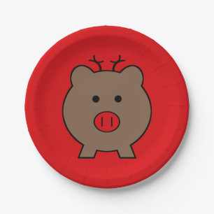 Roy the Christmas Pig Paper Plate
