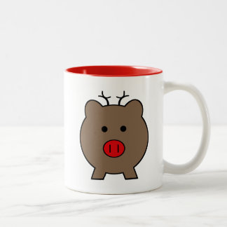 Roy the Christmas Pig Two-Tone Coffee Mug