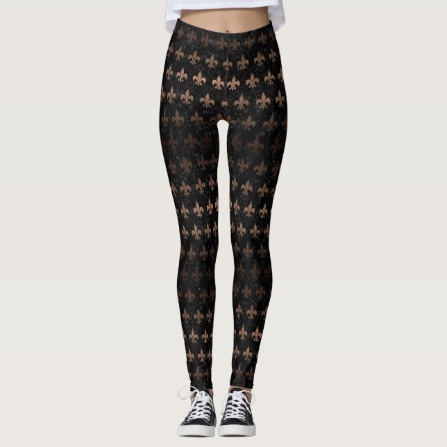 ROYAL1 BLACK MARBLE & BRONZE METAL (R) LEGGINGS (Front)