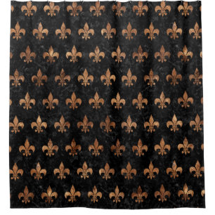 ROYAL1 BLACK MARBLE & BROWN STONE (R) SHOWER CURTAIN