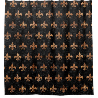 ROYAL1 BLACK MARBLE & BROWN STONE (R) SHOWER CURTAIN