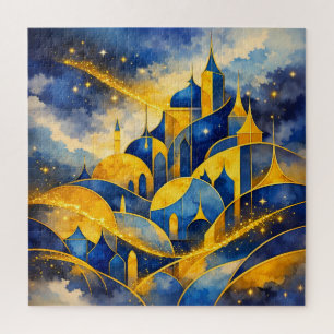 Royal Abstract Fantasy Castle Watercolor Throw Pil Jigsaw Puzzle