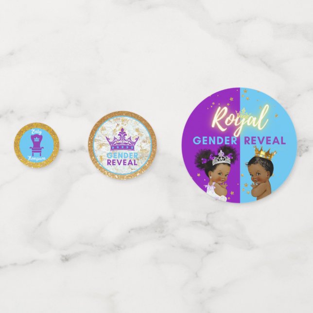 Royal African Gender Reveal Purple & Blue  Confetti (Backs)