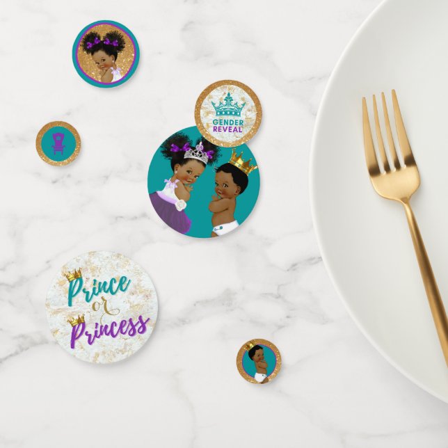 Royal African Gender Reveal Purple| Teal & Gold Confetti (Group)