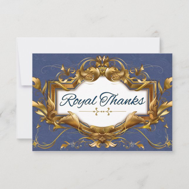 Royal African Prince Blue|Gold Thank You Cards (Front)
