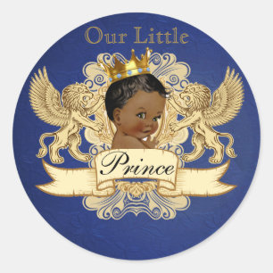 Royal African Prince Elegant Blue Favour Stickers