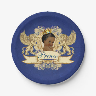 Royal African Prince Elegant Blue & Gold Paper Plate