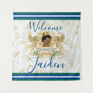 Royal African Prince Elegant Monogram Backdrop Tapestry