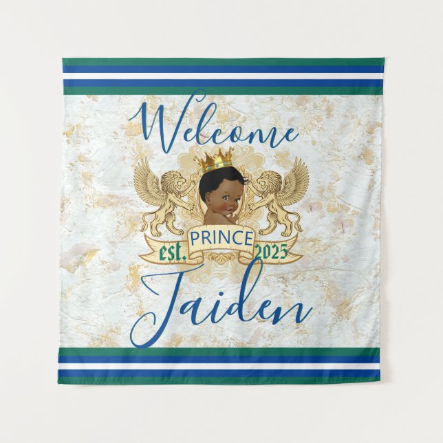 Royal African Prince Elegant Monogram Backdrop Tapestry (Front)