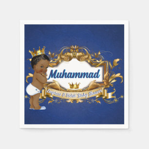 Royal African Prince Royal Baby Shower Birthday Napkin